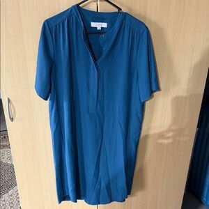 LOFT Teal Blue Short Sleeve Shift Dress size 12